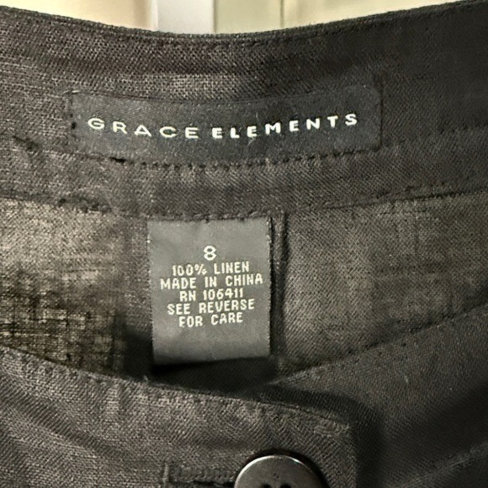Grace Elements Black Linen Blend Jacket Blazer Ca… - image 2